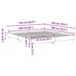 vidaXL Cadre de lit Chêne noir 203 x 163 x 25 cm Bois d'ingénierie