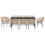 vidaXL Ensemble de salle à manger de jardin 9 pièces avec coussins en poly rattan marron