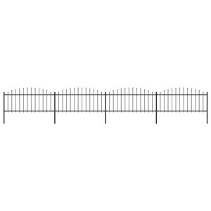 vidaXL Clôture de jardin à dessus en lance Acier (0 5-0 75)x6 8 m Noir