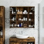 vidaXL Armoire Miroir de Salle de Bain Chêne fumé 63 5 x 16 x 62 5 cm