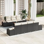 vidaXL Ensemble de canapé de jardin de 8 pièces avec coussins noir en poly rattan et acacia