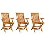 vidaXL Chaises de jardin avec coussins beige lot de 3 Bois teck massif