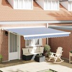vidaXL Auvent Rétractable Bleu et Blanc 400 × 300 cm Tissu et Métal