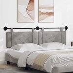 vidaXL Tête de lit suspendue Avec lumière LED Gris clair Velours