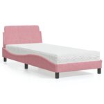 vidaXL Lit avec matelas rose 90x200 cm velours