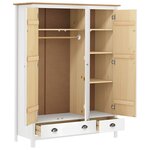 vidaXL Garde-robe à 3 portes Hill Blanc 127x50x170 cm Bois pin solide
