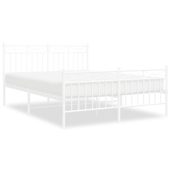 vidaXL Cadre de lit métal sans matelas et pied de lit blanc 140x200 cm
