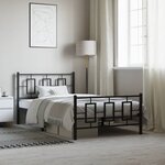 vidaXL Cadre de lit métal sans matelas avec pied de lit noir 107x203cm