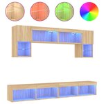 vidaXL Unités murales TV avec LED 6 Pièces chêne sonoma bois d'ingénierie