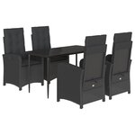 vidaXL Ensemble à manger de jardin coussins 5Pièces Noir Résine tressée