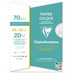 Pochette 20 Feuilles Calque supérieur 24x32 cm 70/75g CLAIREFONTAINE