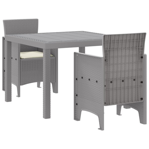 vidaXL Ensemble de salle à manger de jardin 3 pièces avec coussins en poly rattan gris clair