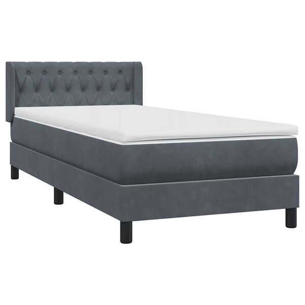 vidaXL Sommier à lattes de lit et matelas gris foncé 90x220 cm velours