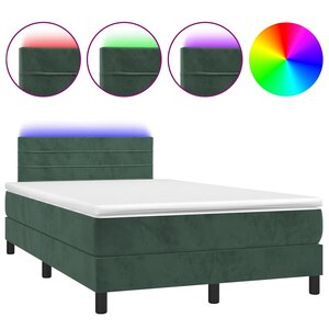 vidaXL Sommier à lattes de lit avec matelas LED vert foncé 120x190 cm