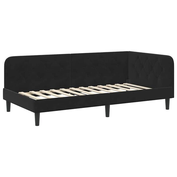 vidaXL Cadre de lit d'angle Noir 90 x 190 cm Velours