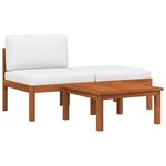 vidaXL Salon de jardin 3 pièces avec coussins en bois d'acacia et corde