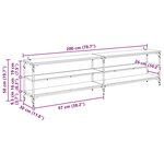 vidaXL Meuble TV Chêne noir 200 x 30 x 50 cm Bois d'ingénierie et fer