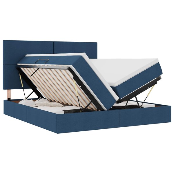 vidaXL Lit de Rangement avec tête de lit Bleu 180 x 200 cm Tissu