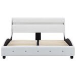 vidaXL Cadre de lit avec LED Blanc Similicuir 140 x 200 cm