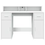 Bureau table poste de travail meuble d'ordinateur informatique étude avec lumières LED 120 x 55 x 91 cm bois d'ingénierie blanc 02_0023404