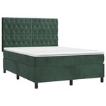 vidaXL Sommier à lattes de lit matelas et LED Vert foncé 140x190 cm