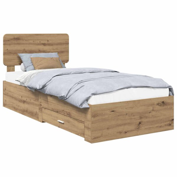 vidaXL Cadre de lit Chêne artisanal 90 x 200 cm Bois d'ingénierie