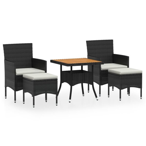 vidaXL Ensemble à manger de jardin 5 Pièces Résine tressée et acacia Noir