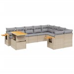 vidaXL Salon de jardin avec coussins 10 Pièces beige résine tressée