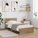 vidaXL Cadre de lit avec bandes LED Chêne artisanal Bois d'ingénierie