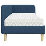 vidaXL Cadre de lit d'angle avec matelas Bleu 80 x 200 cm tissu