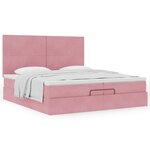 vidaXL Cadre de lit ottoman avec matelas rose 200x200 cm velours