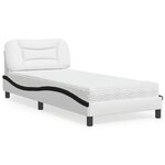 vidaXL Lit avec matelas blanc et noir 80x200 cm similicuir