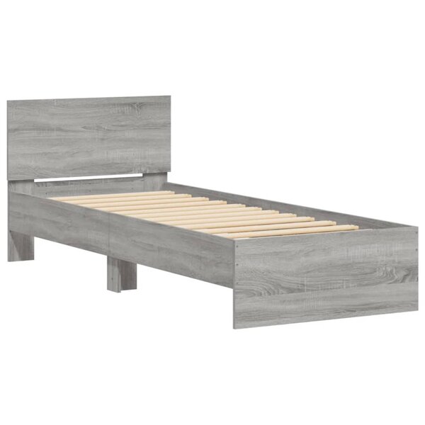 vidaXL Cadre de lit avec tête de lit sonoma gris 90x200 cm