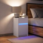 vidaXL Armoire de chevet avec lumières LED blanc bois d'ingénierie
