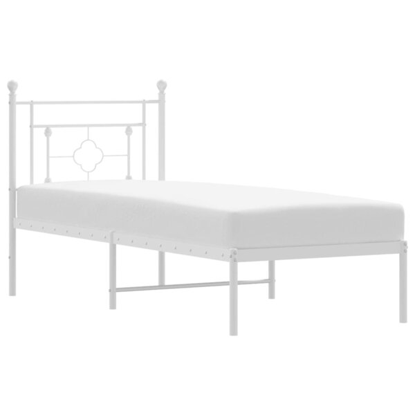 vidaXL Cadre de lit métal sans matelas avec tête de lit blanc 75x190cm