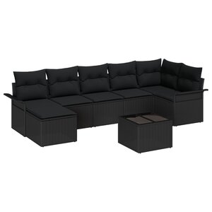 vidaXL Ensemble de Canapé de Jardin 8 Pièces avec Coussins Beige Rattan Poly