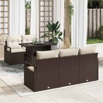 vidaXL Ensemble de canapé de jardin avec coussin 6 Pièces Marron et crème