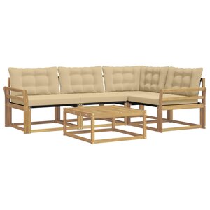 vidaXL Ensemble de canapés d'extérieur 5 Pièces Blanc et Beige