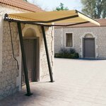 vidaXL Auvent rétractable automatique et poteaux 3 5x2 5 m Jaune blanc