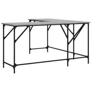 Bureau table poste de travail meuble d'ordinateur informatique étude sonoma 149 x 149 x 75 cm bois d'ingénierie gris 02_0023962