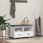 vidaXL Banc d'entrée avec coussin avec tiroir Blanc 80 x 38 x 46 cm