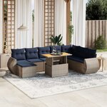 vidaXL Salon de jardin 9 Pièces avec coussins gris résine tressée
