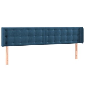 vidaXL Tête de lit avec oreilles Bleu foncé 163x16x78/88 cm Velours