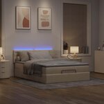 vidaXL Lit ottoman avec matelas et LED crème 140x190 cm tissu