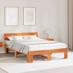 vidaXL Cadre de lit avec tête de lit Brun cire 150 x 200 cm Pin massif