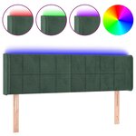 vidaXL Tête de lit à LED Vert foncé 147x16x78/88 cm Velours