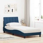 vidaXL Lit avec matelas Hanko bleu 90x200 cm tissu