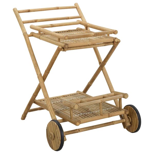 vidaXL Chariot à thé avec roues Naturel 79 x 67 5 x 84 cm Bambou