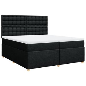 vidaXL Sommier à lattes de lit avec matelas Noir 200x200 cm Tissu