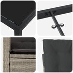 vidaXL Ensemble de salle à manger de jardin 7 pièces avec coussins Gris clair Poly Rattan